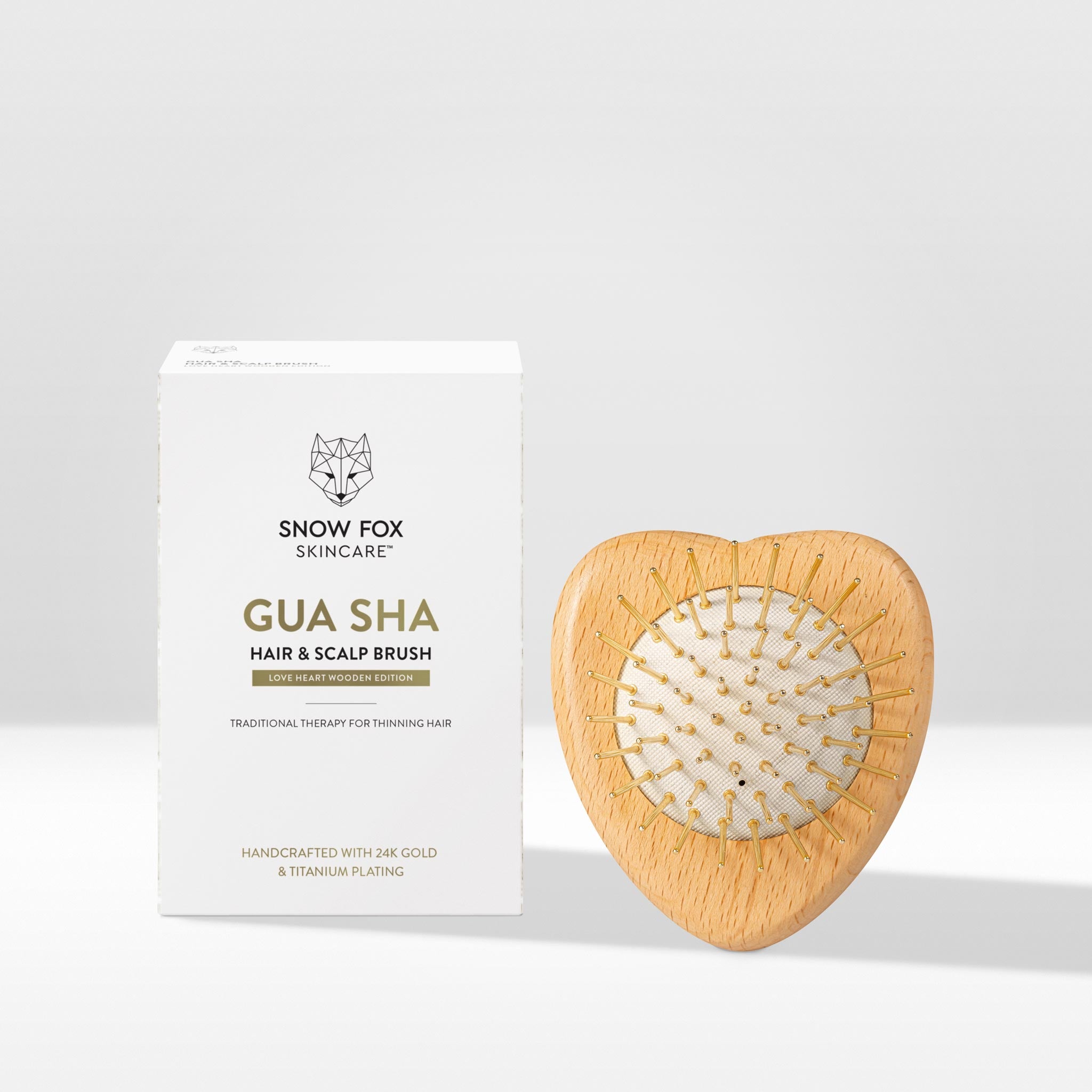 Gua Sha Hair & Scalp Brush: Love Heart Wooden Edition